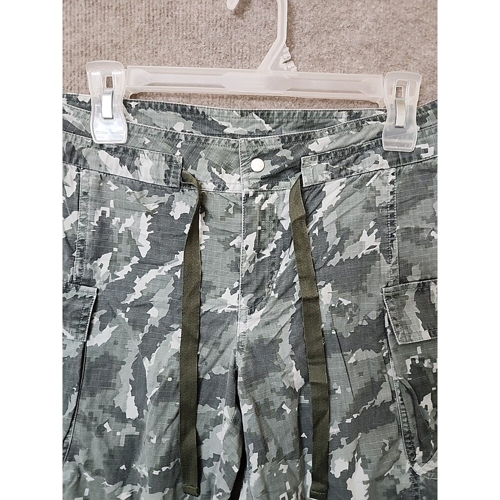 Nike Cargo Capri Pants Womens M 8-10 Green Camo Ripstop Drawstring Snap Hem - Picture 3 of 10